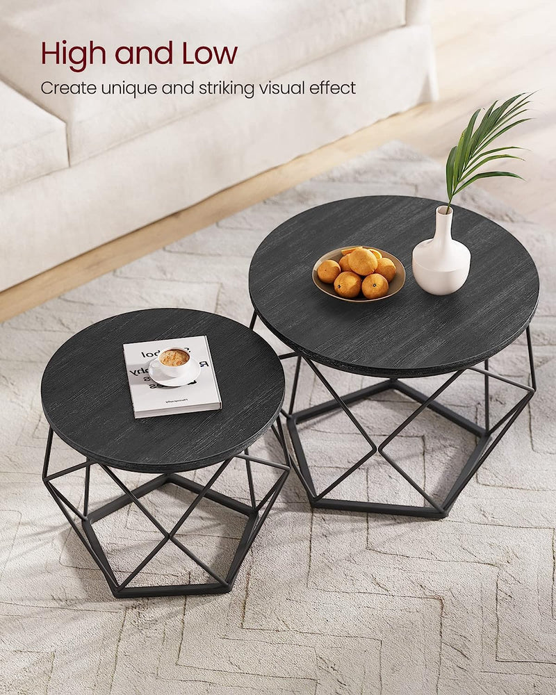 Vasagle Sophia Round Coffee Table Black (Set of 2)