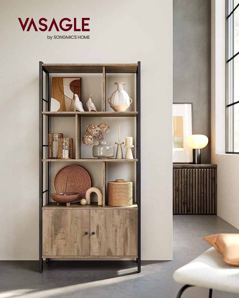 Vasagle Bookshelf With Cabinet - Oak
