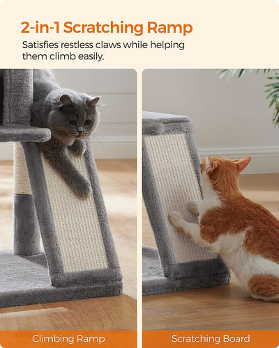 Cat Tree 96cm Tall - Light Grey