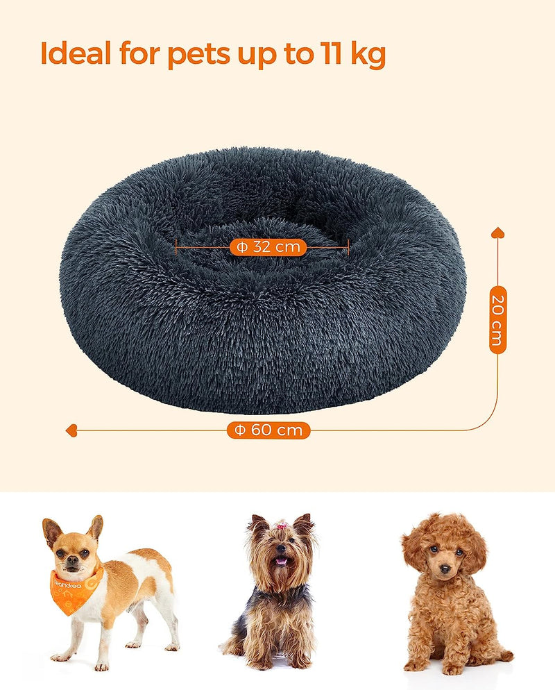 Fluffy Calming Pet Bed Small - Dark Grey