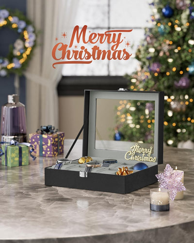 Watch Box With Glass Lid 10-Slot Black