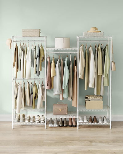Heavy Duty Open Wardrobe Metal Coat Rack - White