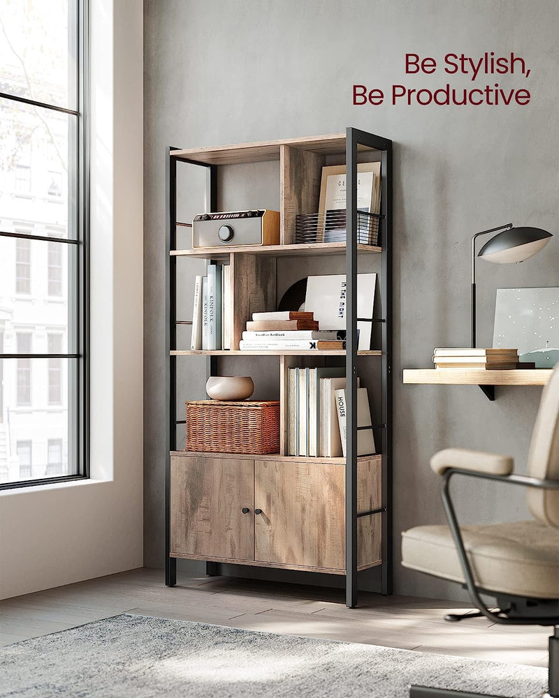 Vasagle Bookshelf With Cabinet - Oak