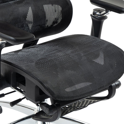 ErgoElite Ultimate Mesh Reclining Office Chair with Footrest – Black