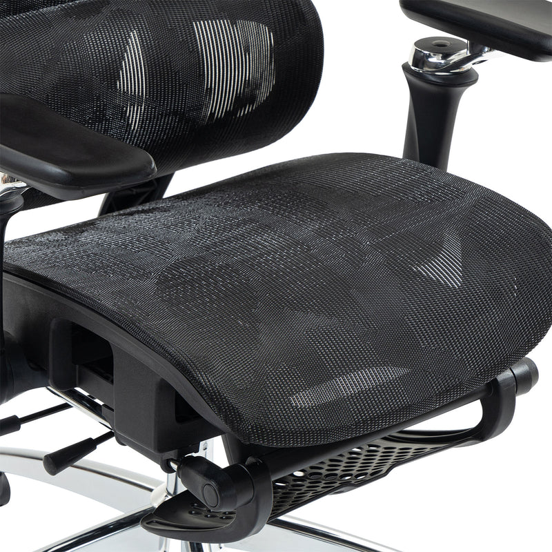 ErgoElite Ultimate Mesh Reclining Office Chair with Footrest – Black