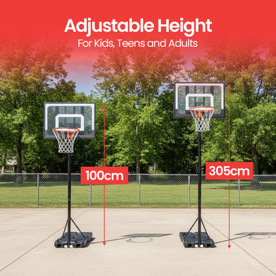 DynaSpace 100–305cm Basketball Hoop Stand System Outdoor