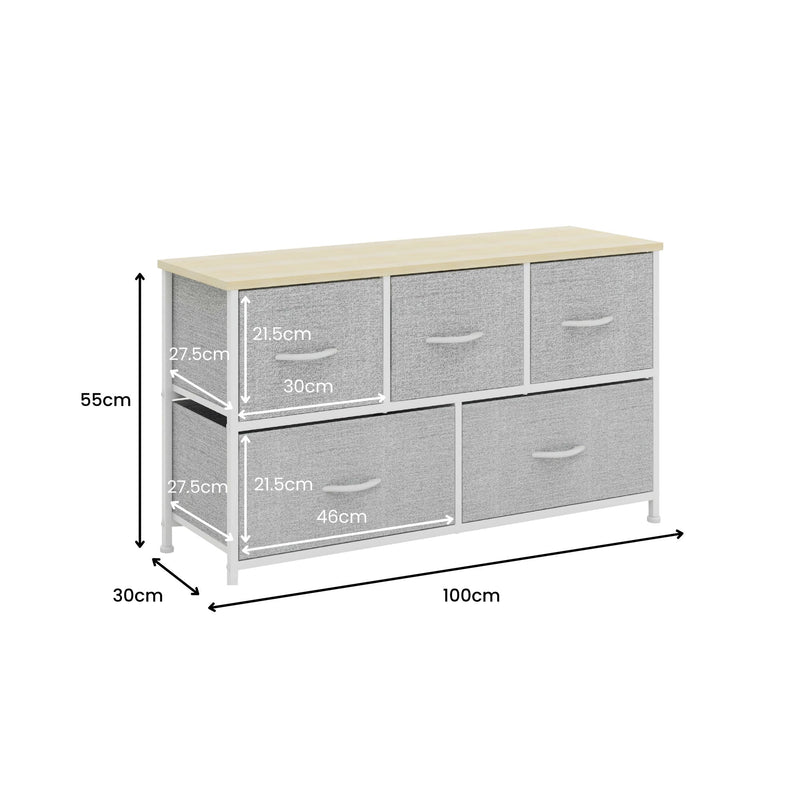 5 Drawer Storage Chest - White