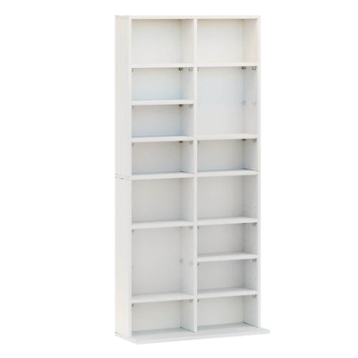 8 Tier CD DVD Adjustable Rack Shelf - White