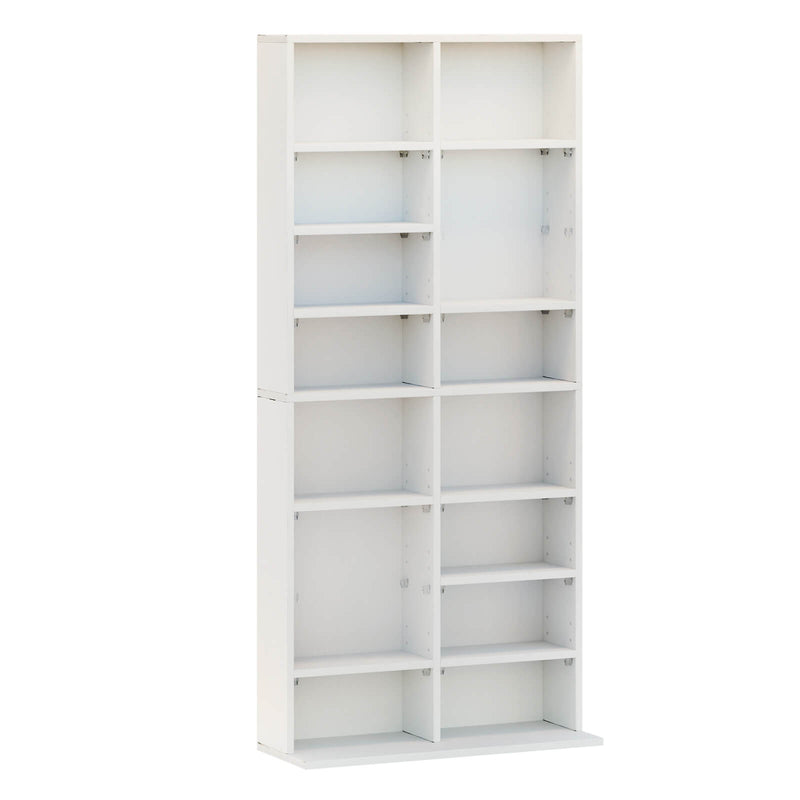 8 Tier CD DVD Adjustable Rack Shelf - White