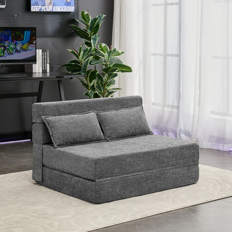3-in-1 Foldable Lounge Sofa Bed – Adult Floor Couch (Charcoal Grey)