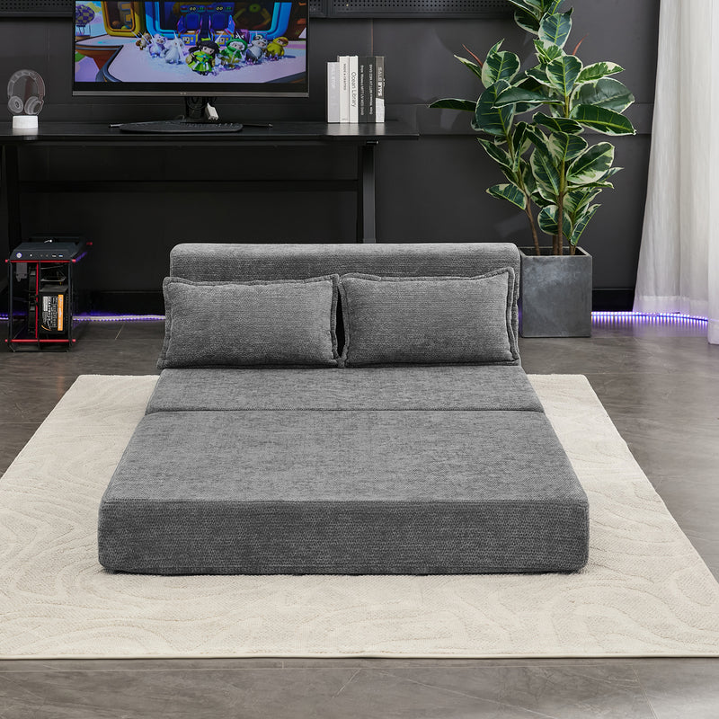 3-in-1 Foldable Lounge Sofa Bed – Adult Floor Couch (Charcoal Grey)
