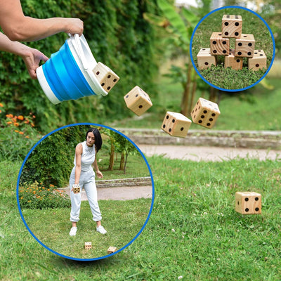 Giant Backyard Dice Game – Bucket & Scorecard Set