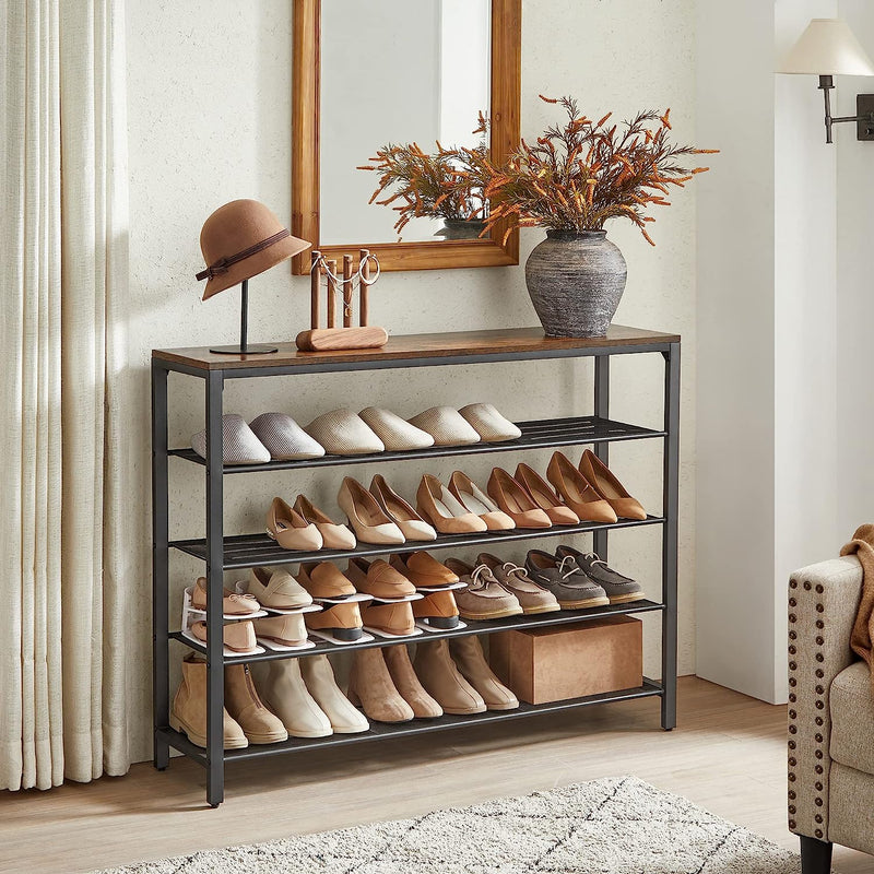 Vasagle Shoe Rack Storage 5 Tier Shelves - Brown