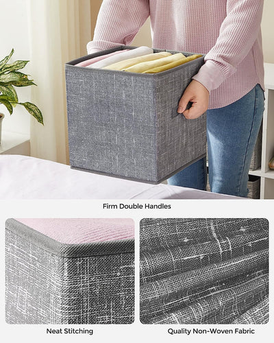 Fabric Storage Bins with Dual Handles Grey (Set of 6)