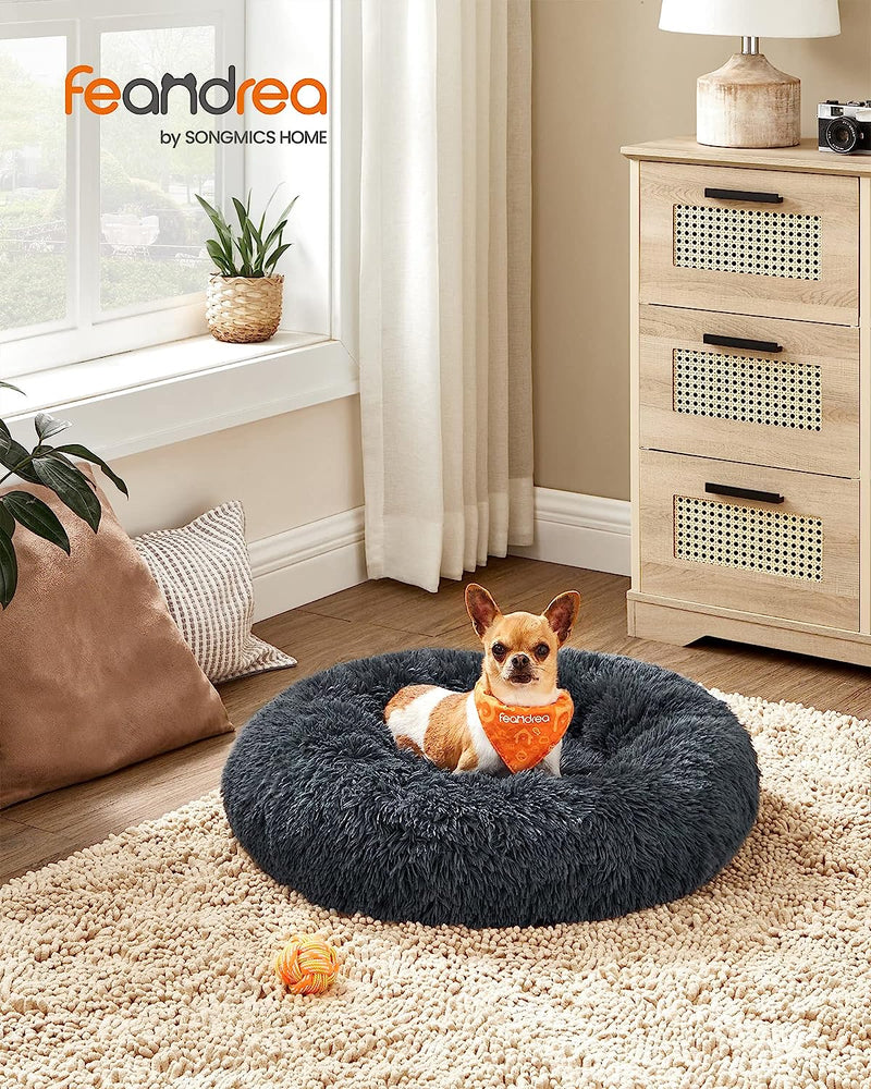 Fluffy Calming Pet Bed Small - Dark Grey