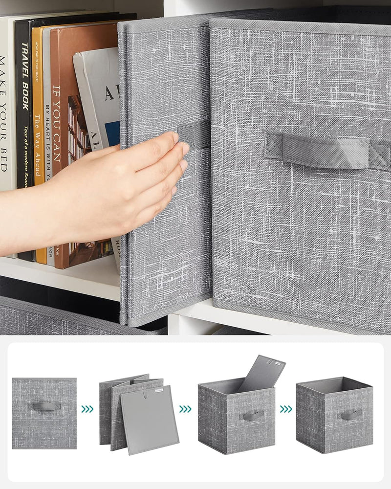 Fabric Storage Bins with Dual Handles Grey (Set of 6)