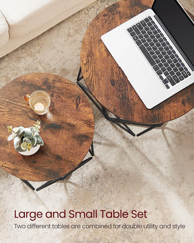 Vasagle Sophia Round Coffee Table Brown (Set of 2)