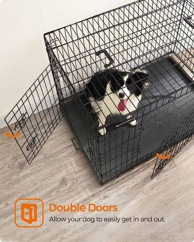 Dog Crate Cage Double Door Foldable X-Large