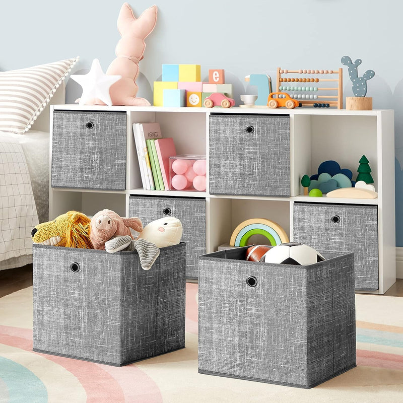 Foldable Cube Organizer Bins Drawer Grey (Set of 6)