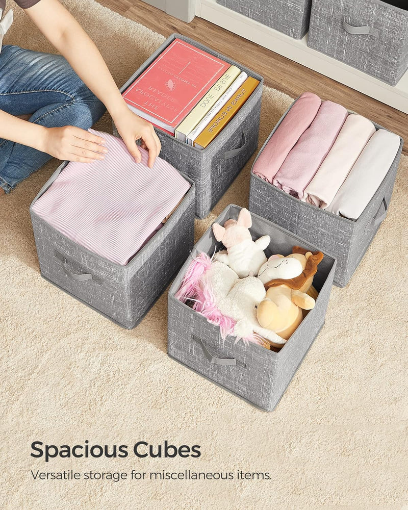 Fabric Storage Bins with Dual Handles Grey (Set of 6)