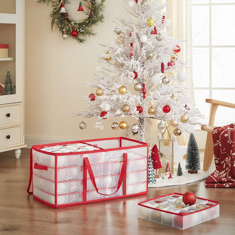 Christmas Ornament Storage Box Red – 128 Slots