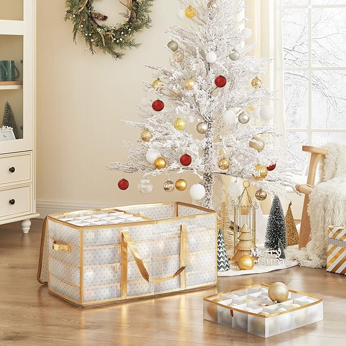Christmas Ornament Storage Box Gold - 128 Slots