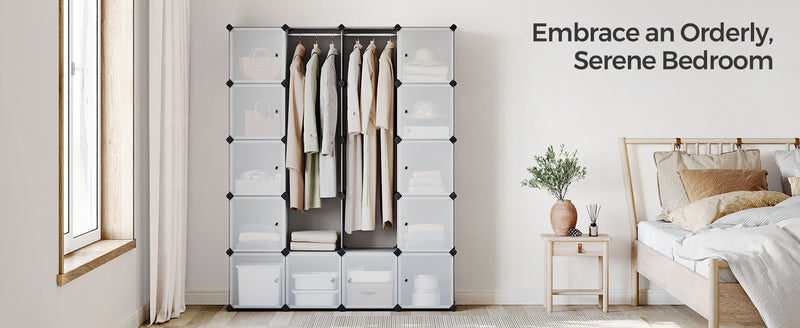 Cube Storage Portable Wardrobe - Grey