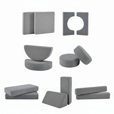 Modular Kids Play Couch – 14Pcs Convertible Sofa (Charcoal Grey)