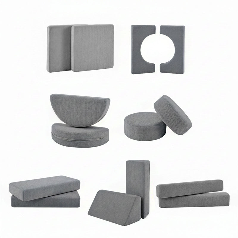 Modular Kids Play Couch – 14Pcs Convertible Sofa (Charcoal Grey)