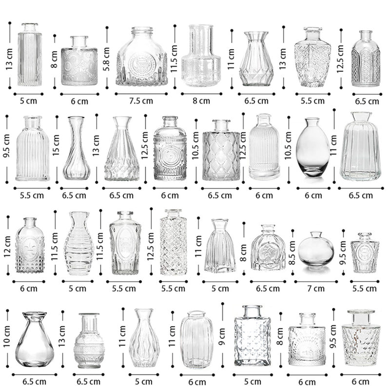 Vintage Glass Bud Vases (Set of 30)