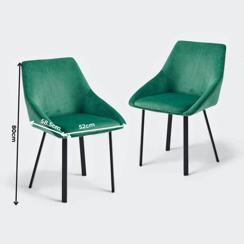 Amara Velvet Dining Chairs - Green (Set of 2)