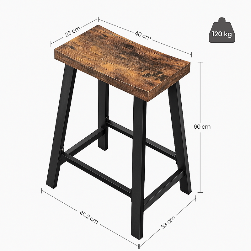 Marty Industrial Style Bar Stools (Set of 2)