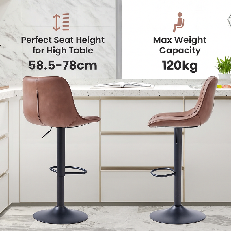 Marshall Vintage Adjustable Bar Stools - Brown (Set of 2)