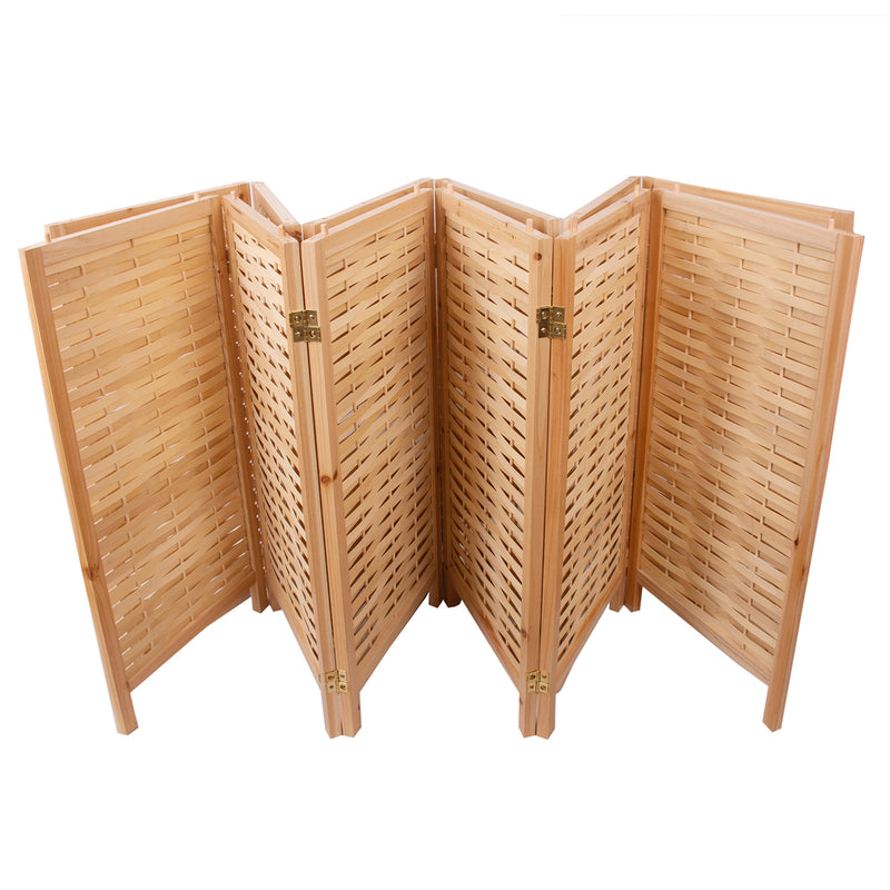 Natural Solid Wood Frame with Bamboo Strips Panels  - 6P