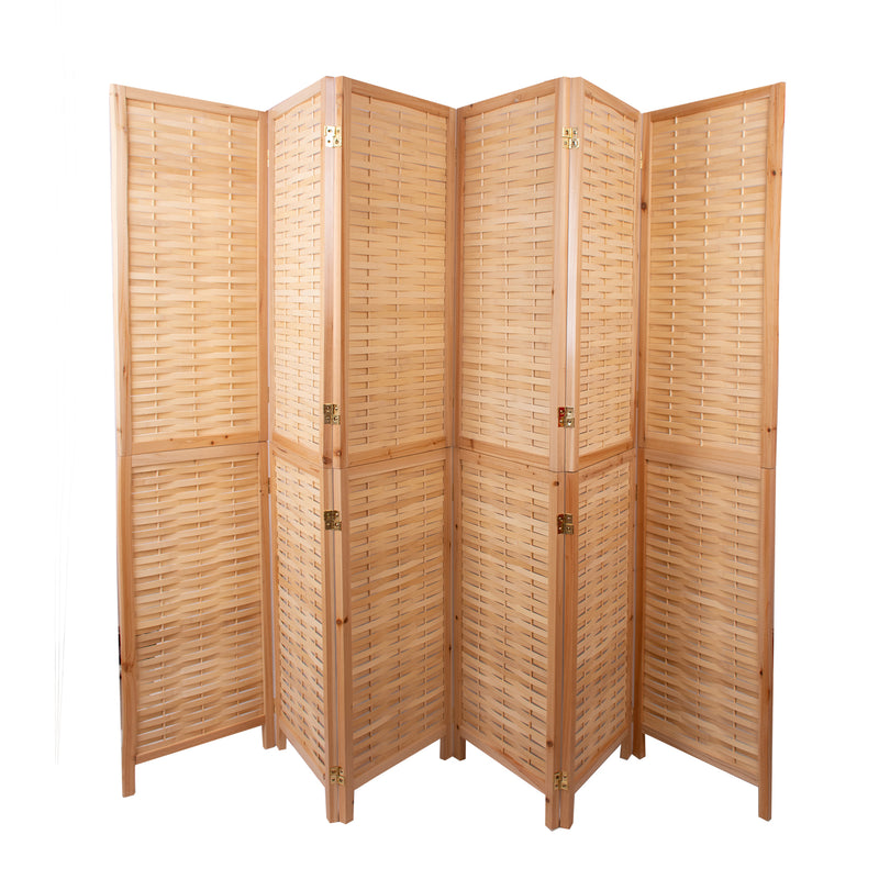 Natural Solid Wood Frame with Bamboo Strips Panels  - 6P