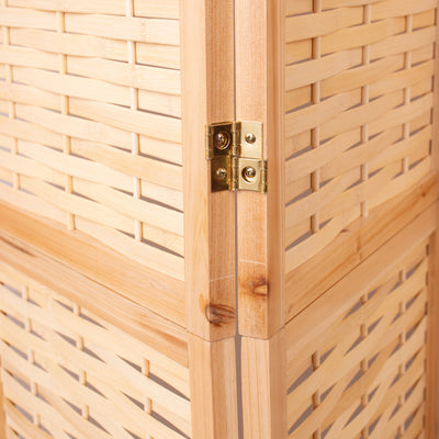 Natural Solid Wood Frame with Bamboo Strips Panels  - 4P