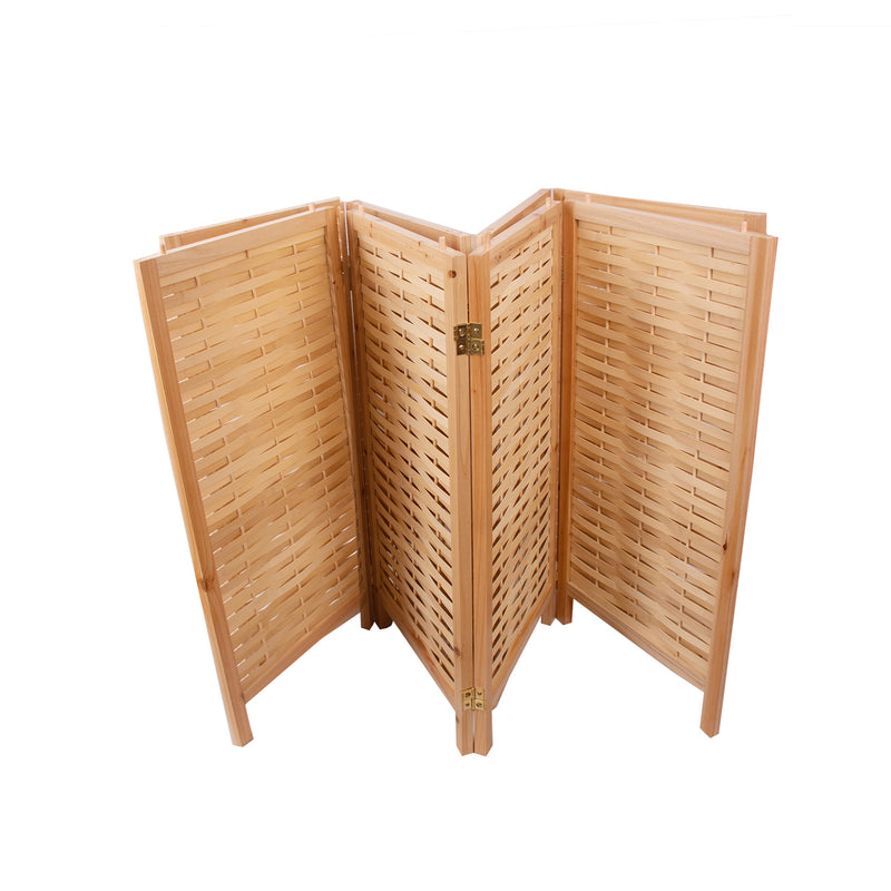Natural Solid Wood Frame with Bamboo Strips Panels  - 4P