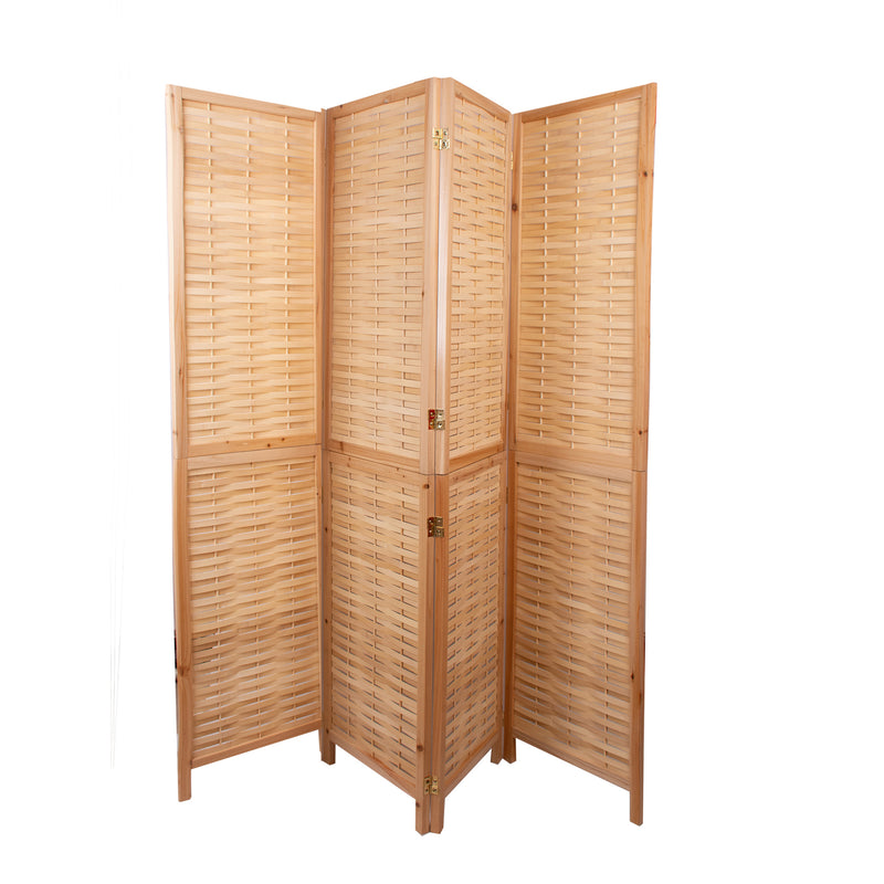 Natural Solid Wood Frame with Bamboo Strips Panels  - 4P