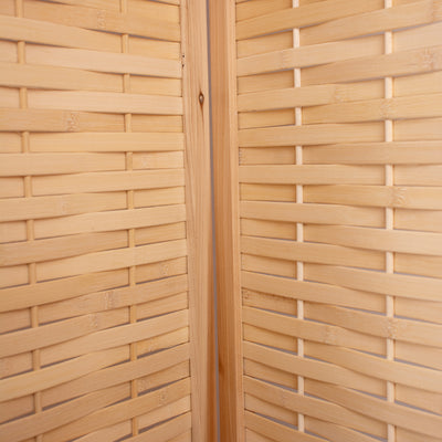 Natural Solid Wood Frame with Bamboo Strips Panels  - 6P