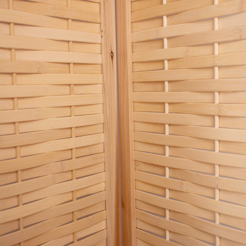 Natural Solid Wood Frame with Bamboo Strips Panels  - 6P