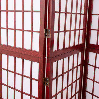Red Wood Frame with Rice Paper Panels - 4P