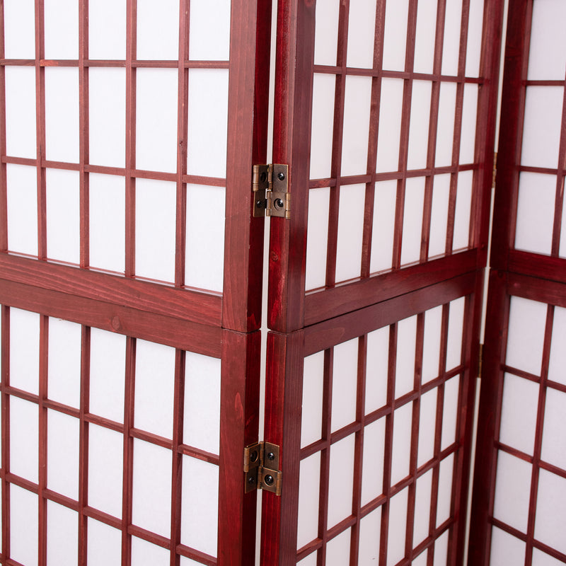 Red Wood Frame with Rice Paper Panels - 4P