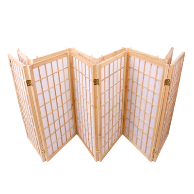 6-Panel Wooden Room Divider - Natural