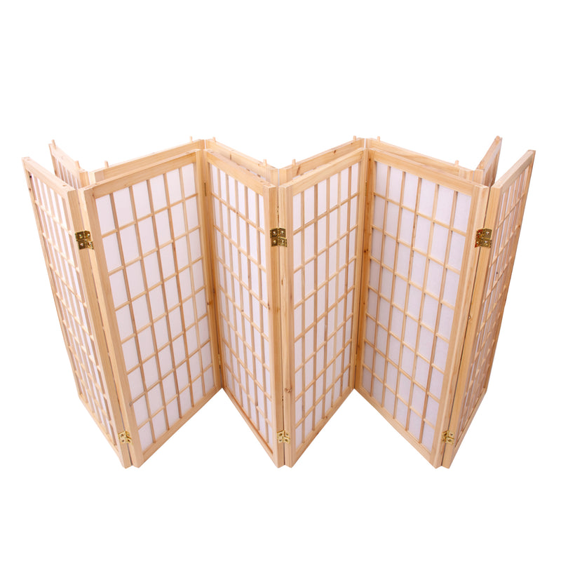 6-Panel Wooden Room Divider - Natural