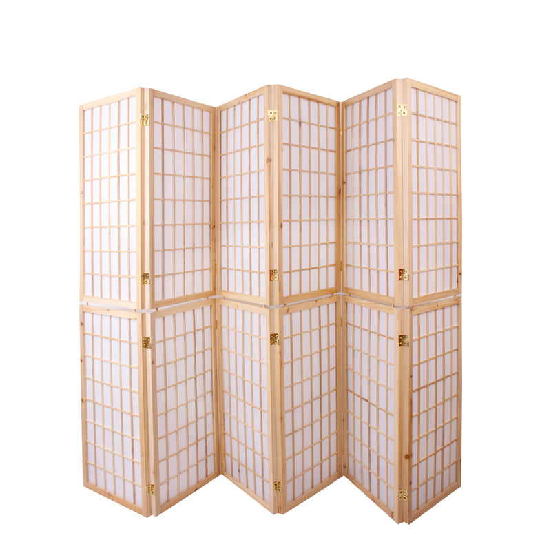 6-Panel Wooden Room Divider - Natural