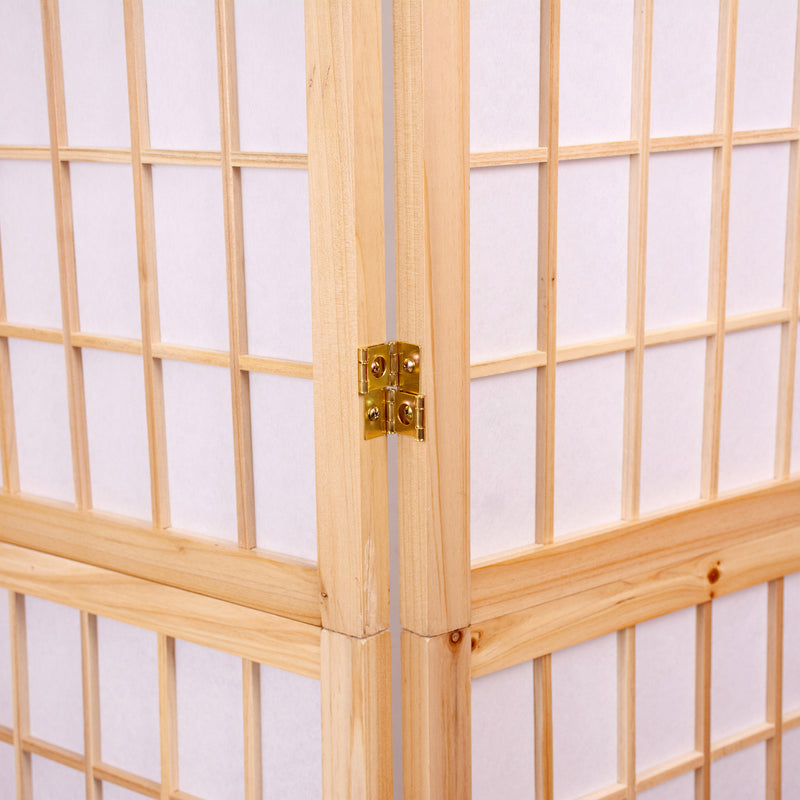 6-Panel Wooden Room Divider - Natural