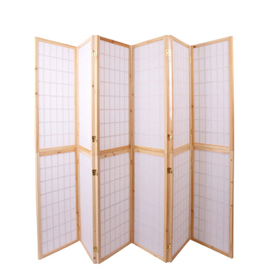 6-Panel Wooden Room Divider - Natural