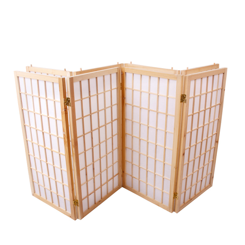 4-Panel Wooden Room Divider - Natural