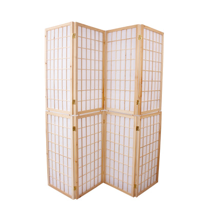 4-Panel Wooden Room Divider - Natural