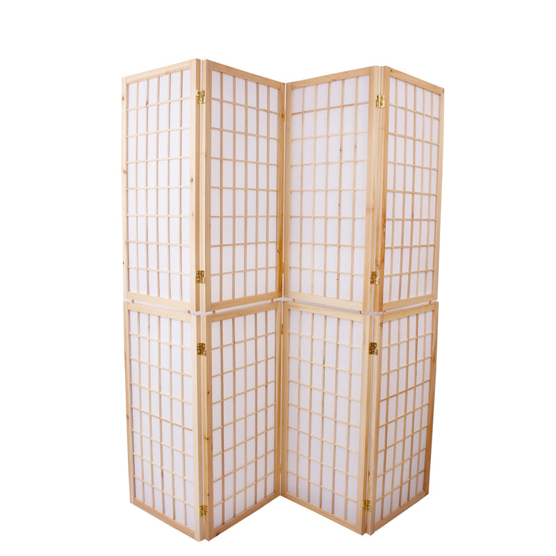 4-Panel Wooden Room Divider - Natural